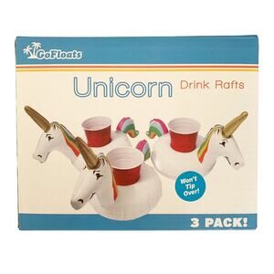 Unicorn Floating Blow Up Drink Rafts 3/box NWT